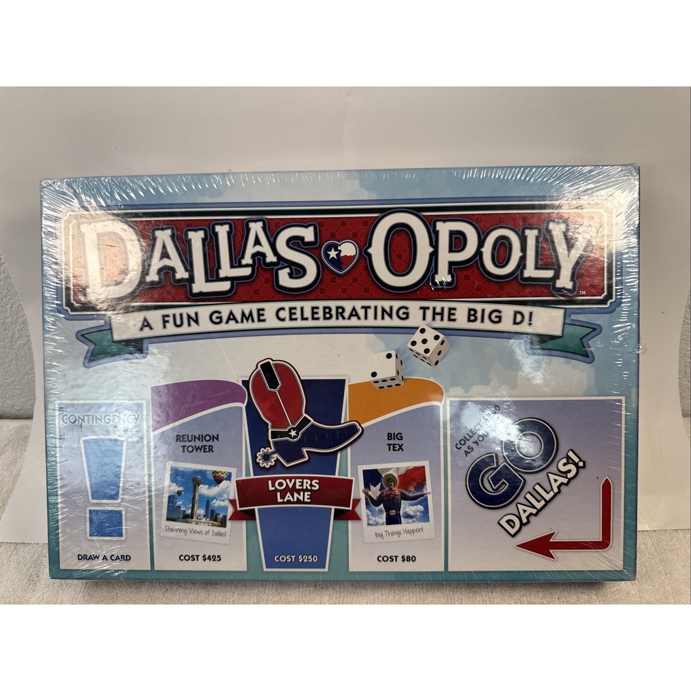Late for the Sky Dallas-Opoly Board Game Dallas TX Monopoly Style NEW Sealed